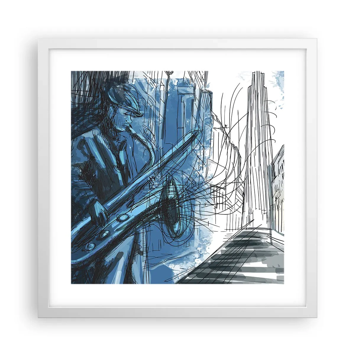 Plakat w białej ramie - Miejska rapsodia - 40x40 cm