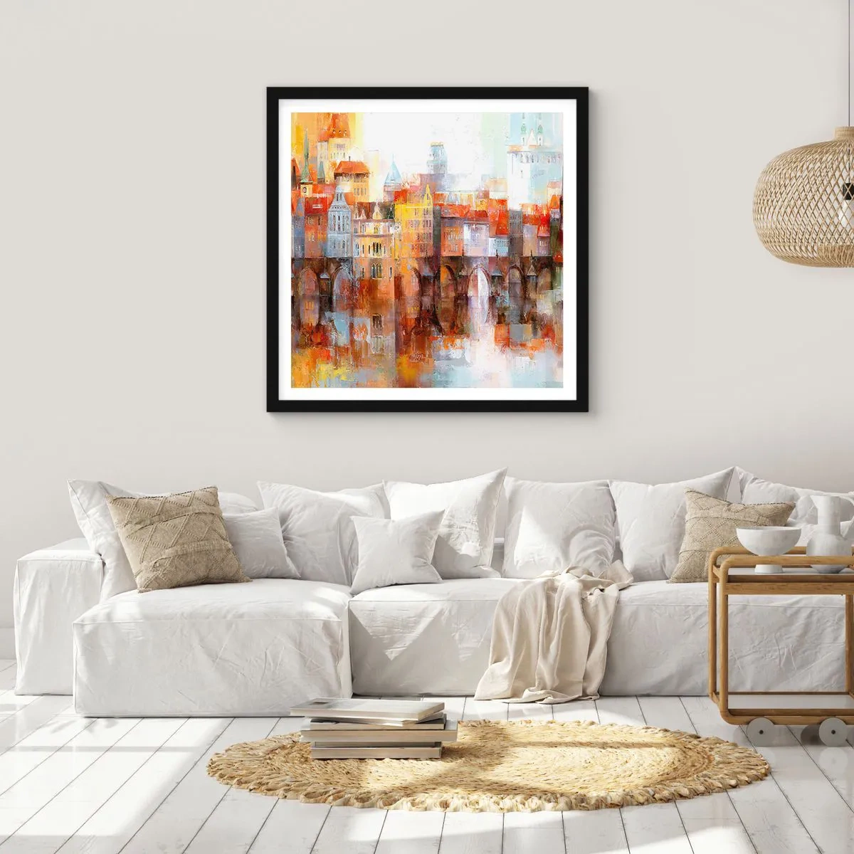 Plakat w czarnej ramie - Pod mostem też pięknie - 30x30 cm
