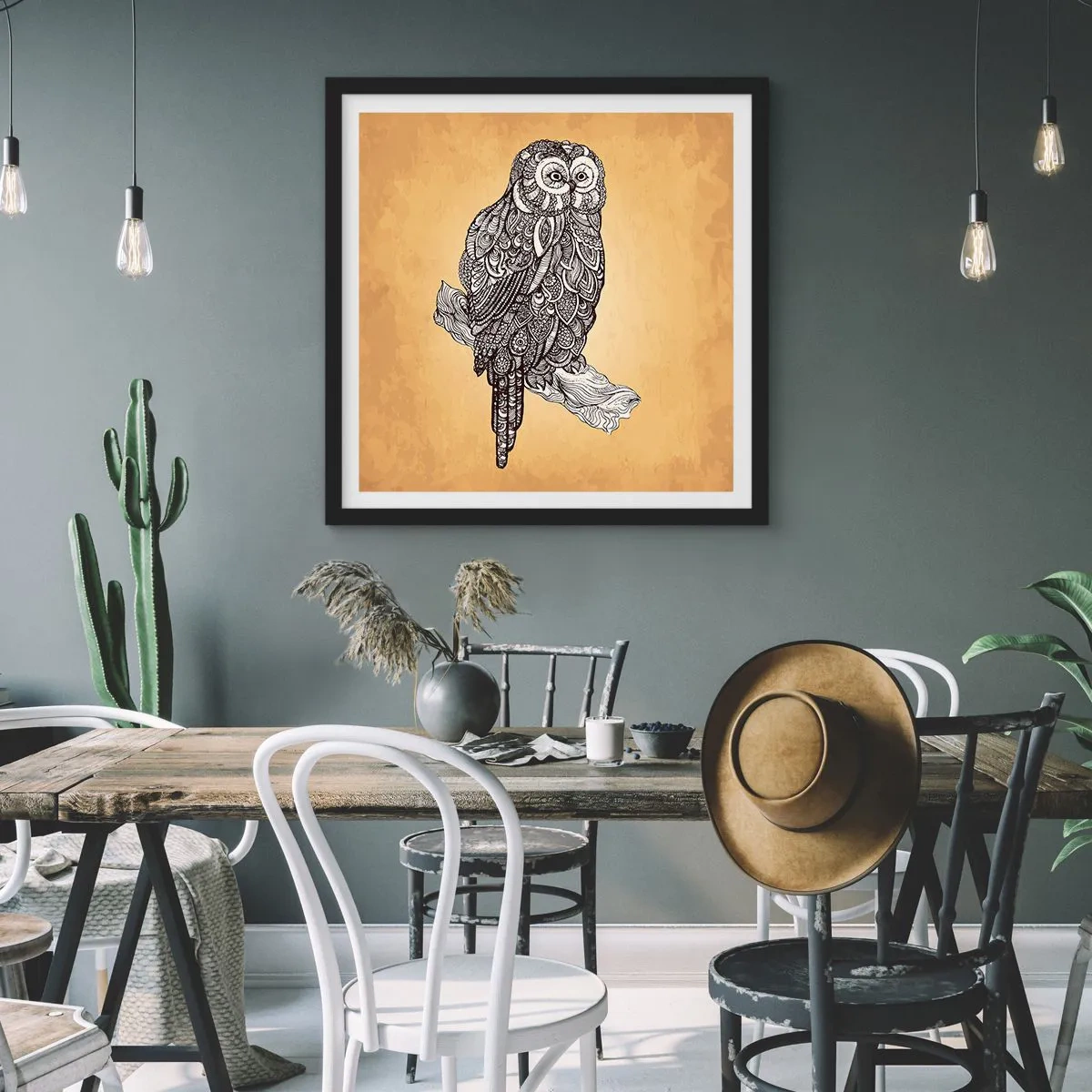 Plakat w czarnej ramie - Misterne ornamenty mądrości - 30x30 cm
