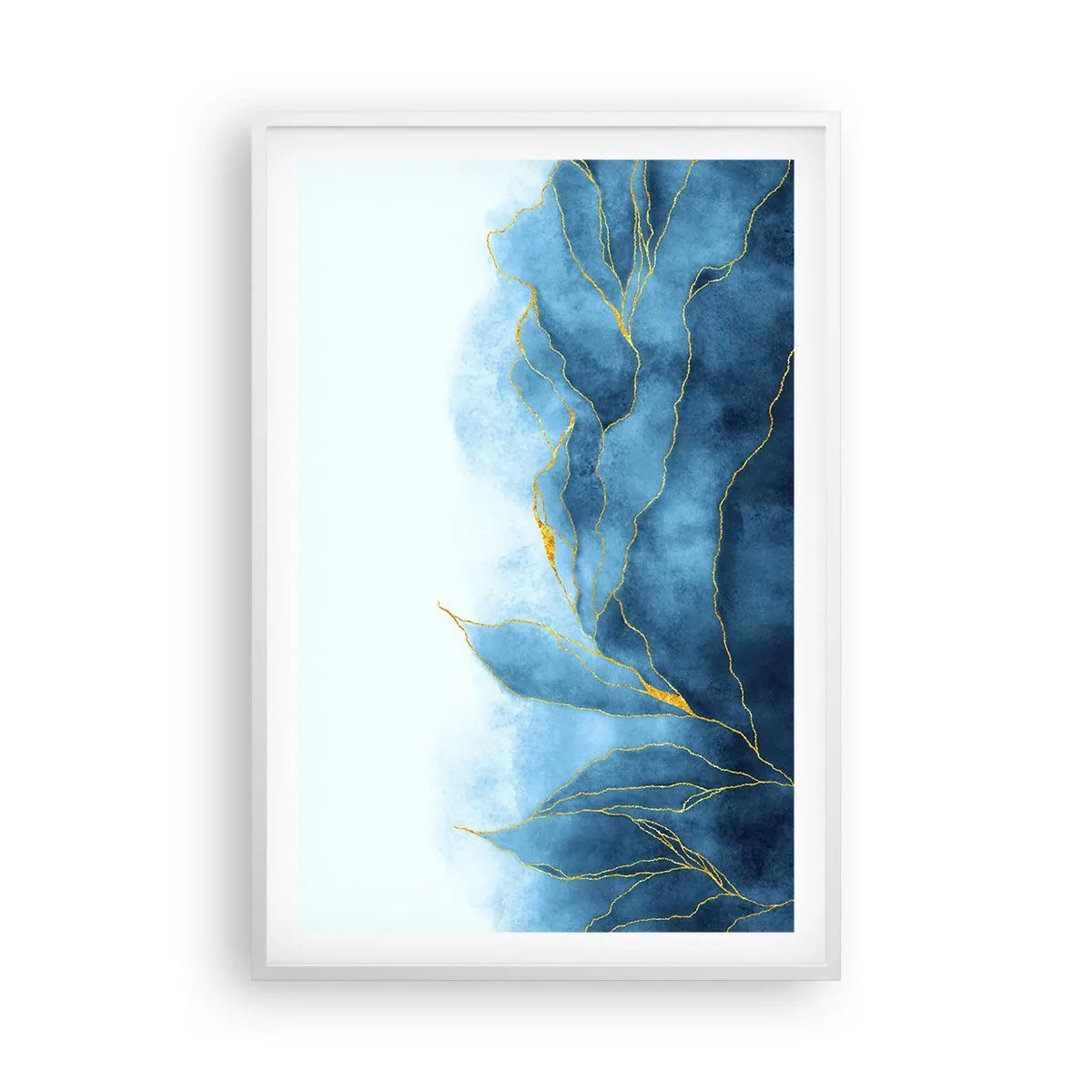 Plakat w białej ramie - Błękit w złocie - 61x91 cm
