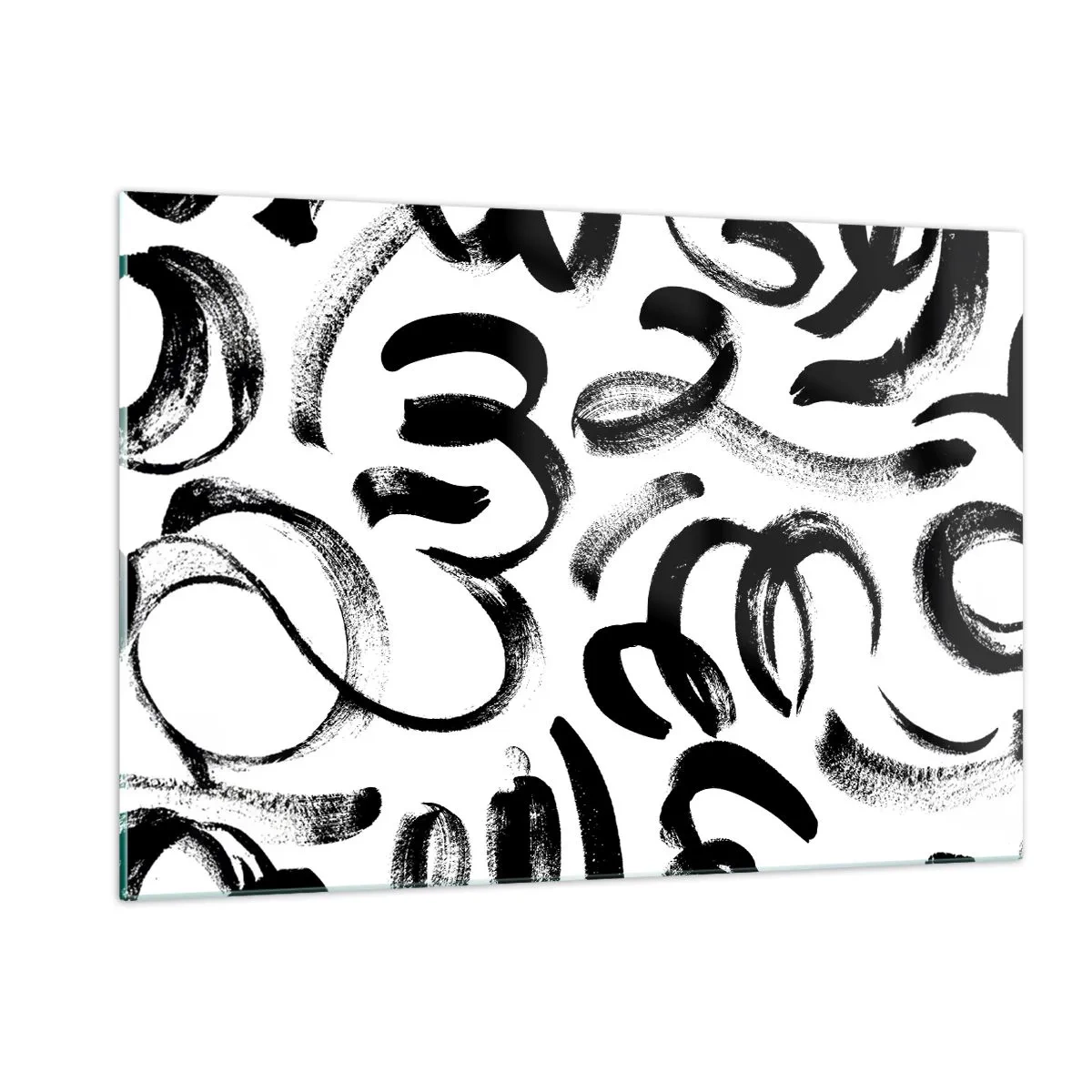 Obraz na szkle - Czarno-białe abstrakcyjne pociągnięcia pędzla - 120x80cm - Czarno na białym - Nowoczesna dekoracja ścienna do salonu, kuchni i sypialni ARTTOR