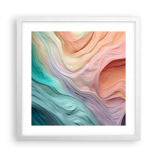 Plakat w białej ramie - Tęczowa fala - 40x40 cm