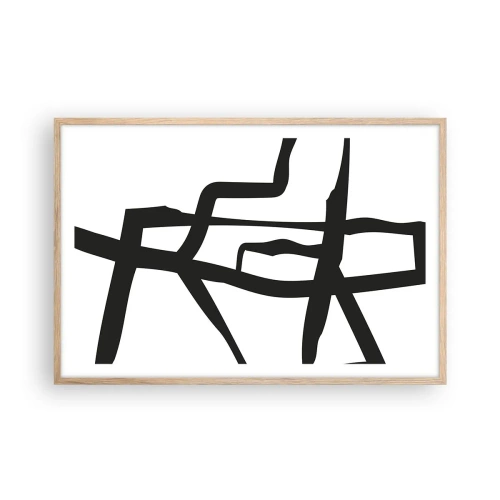 Plakat w ramie jasny dąb - Czarno-biała konstrukcja - 91x61 cm