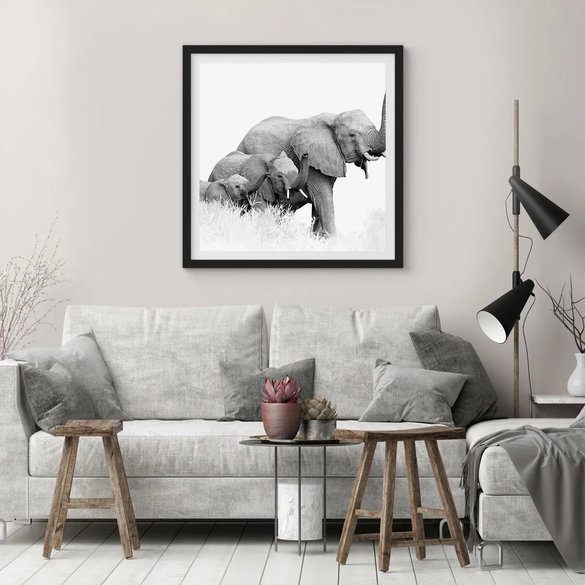 Plakat w czarnej ramie - Raz, dwa, trzy - 30x30 cm