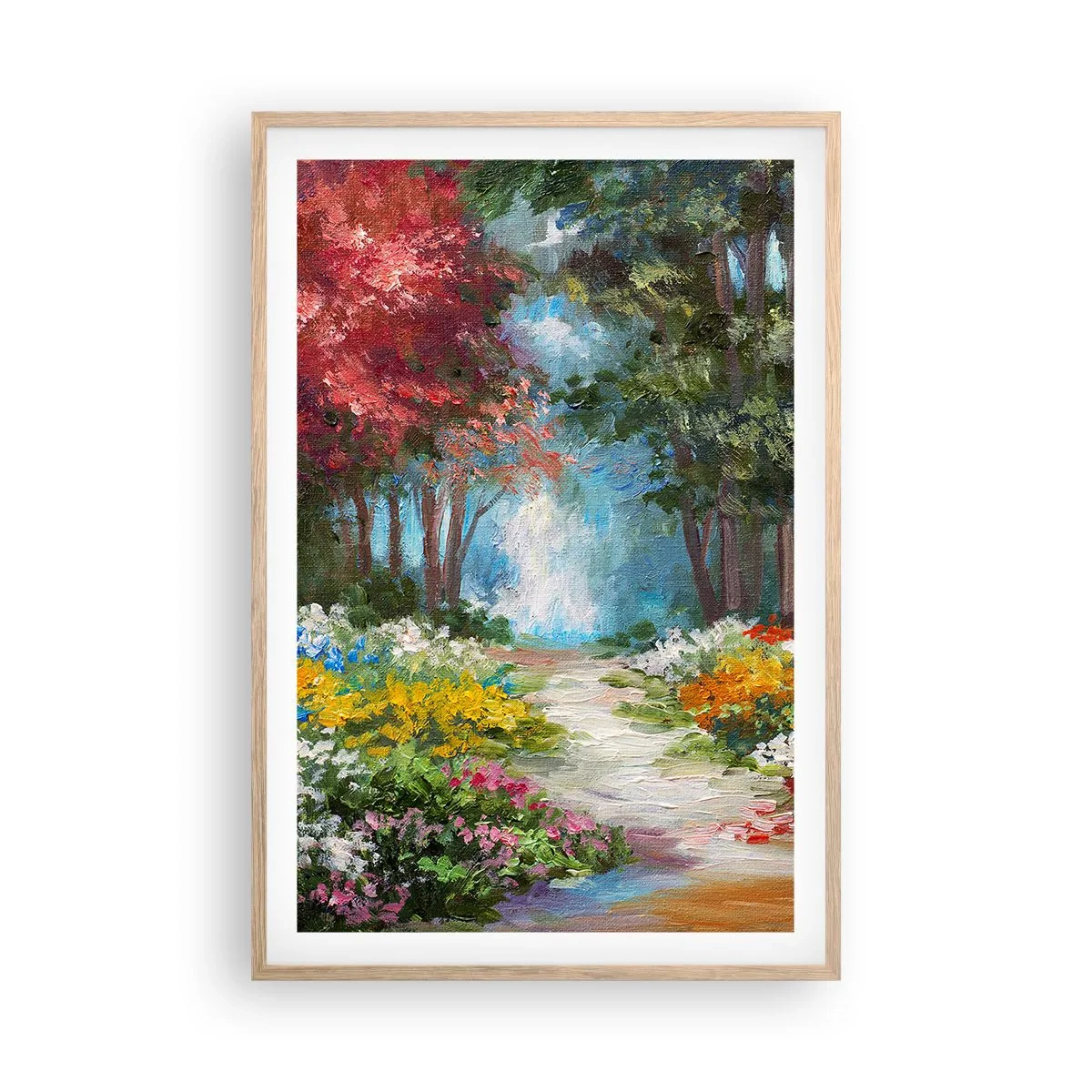 Plakat w ramie jasny dąb - Leśny ogród, kwietny las - 61x91 cm