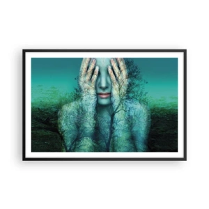 Plakat w czarnej ramie - Zanurzona w błękicie - 91x61 cm