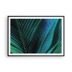 Plakat w czarnej ramie - Zbliżenie na tropikalne zielone liście - 100x70cm - Anatomia zieleni - Nowoczesna dekoracja ścienna do salonu i sypialni ARTTOR