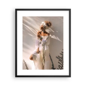 Plakat w czarnej ramie - Słońce i dziewczyna - 40x50 cm