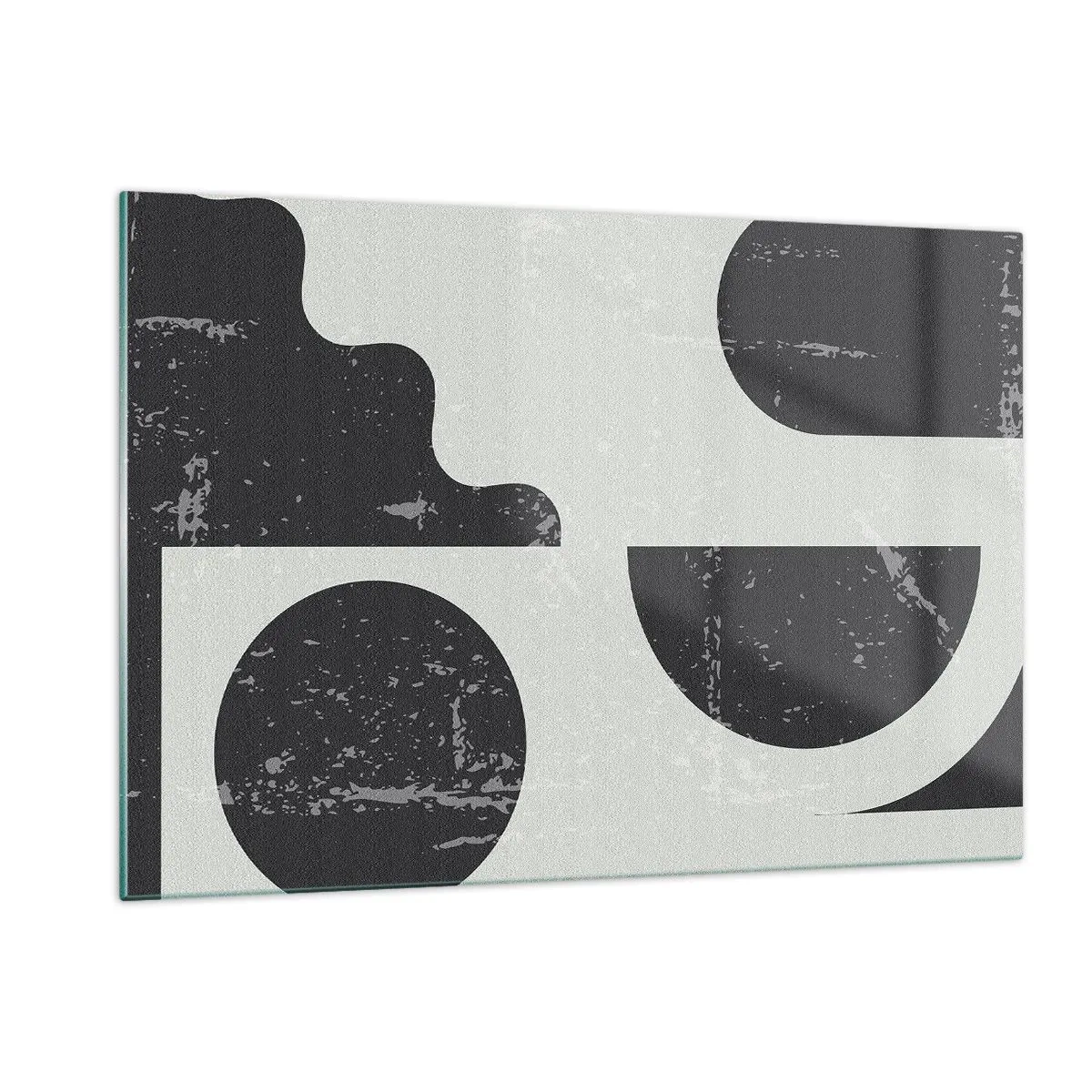 Obraz na szkle - Abstrakcyjna grafika geometryczna z przetarciami - 120x80cm - Kompozycja ponad i pod - Nowoczesna dekoracja ścienna do salonu, kuchni i sypialni ARTTOR