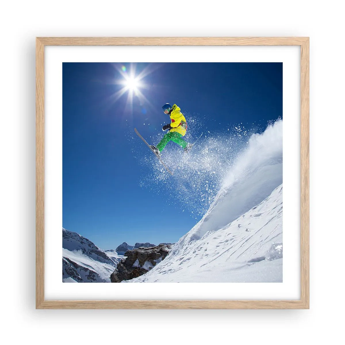 Plakat w ramie jasny dąb - Tańczący z górami - 50x50 cm