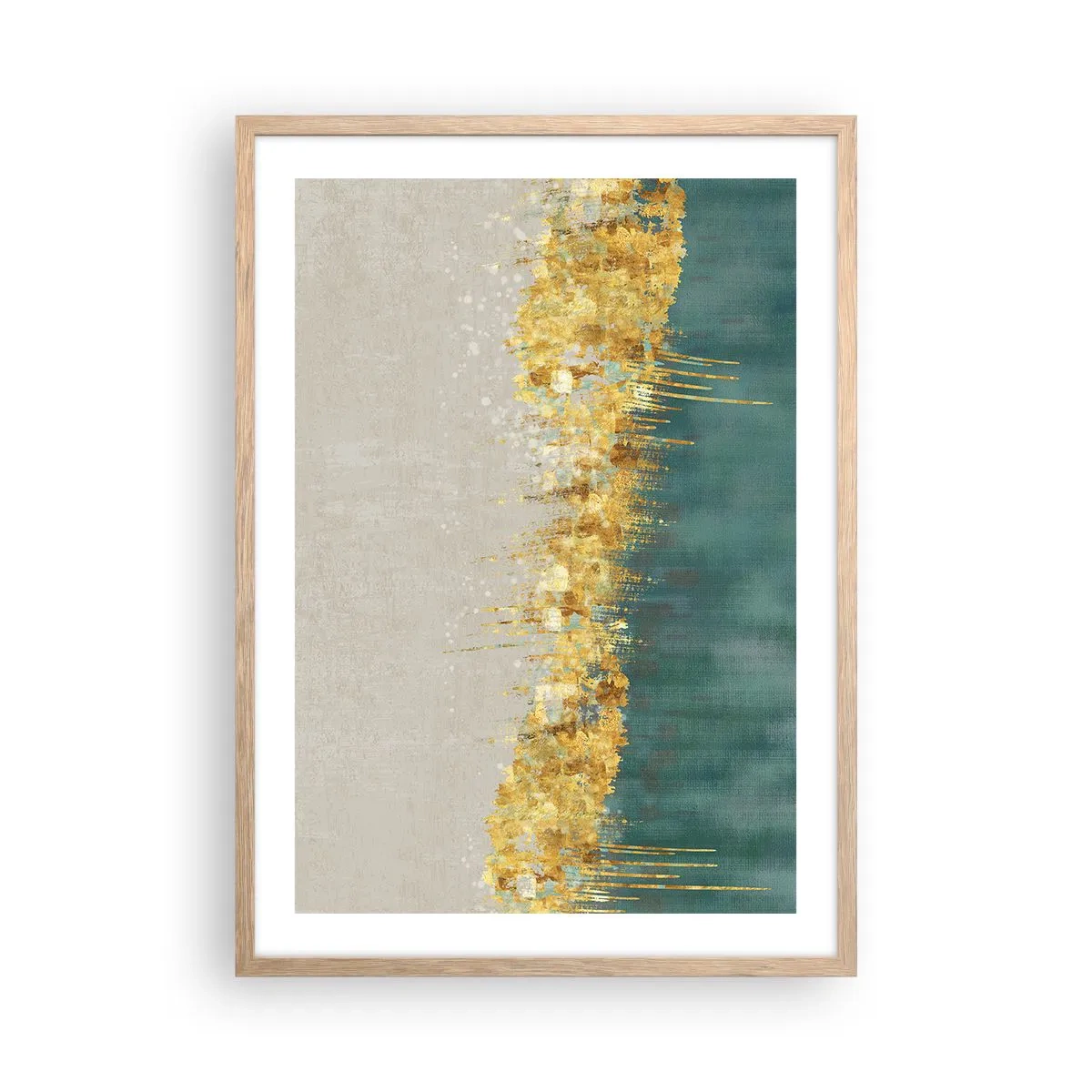 Plakat w ramie jasny dąb - Złota granica - 50x70 cm
