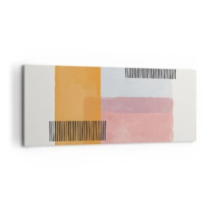 Obraz na płótnie - Geometria w pastelowych kolorach z liniami na jasnym tle - 120x50cm - Z kąta w kąt - Nowoczesna dekoracja ścienna do salonu i sypialni ARTTOR