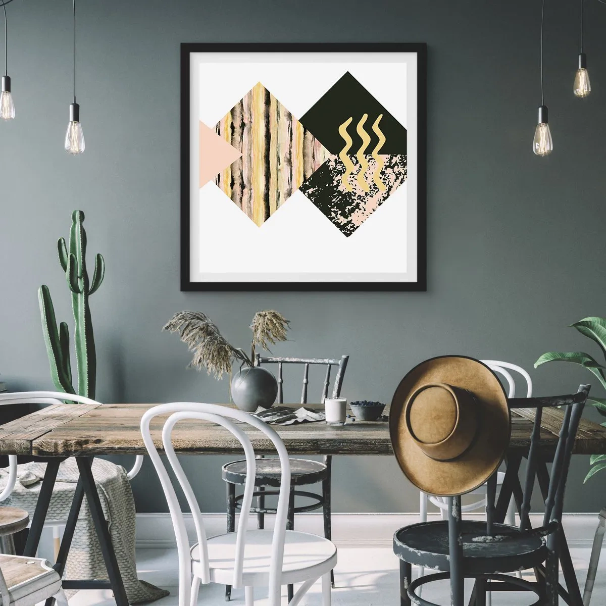 Plakat w czarnej ramie - Nie takie proste - 30x30 cm