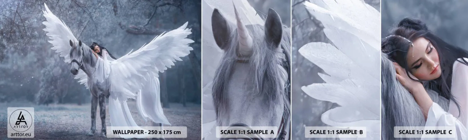 Fototapeta Próbka Samoprzylepna Deluxe Sticker - Natchniona chwila - Abstrakcja, Koń, Kobieta - 100x30 cm