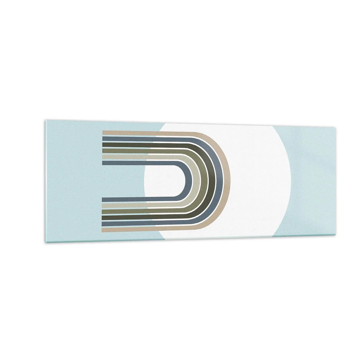 Obraz na szkle - Minimalistyczna kompozycja z okręgiem i liniami na pastelowym tle - 140x50cm - Nieodparte przyciąganie - Nowoczesna dekoracja ścienna do salonu i sypialni ARTTOR