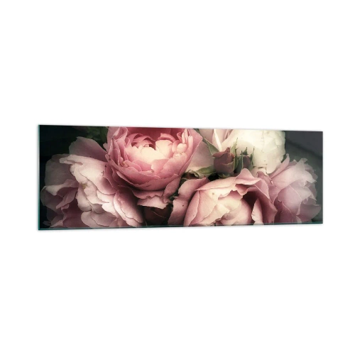 Obraz na szkle - Bukiet róż w delikatnych odcieniach różu i bieli - 160x50cm - Czar belle epoque - Nowoczesna dekoracja ścienna do salonu i sypialni ARTTOR