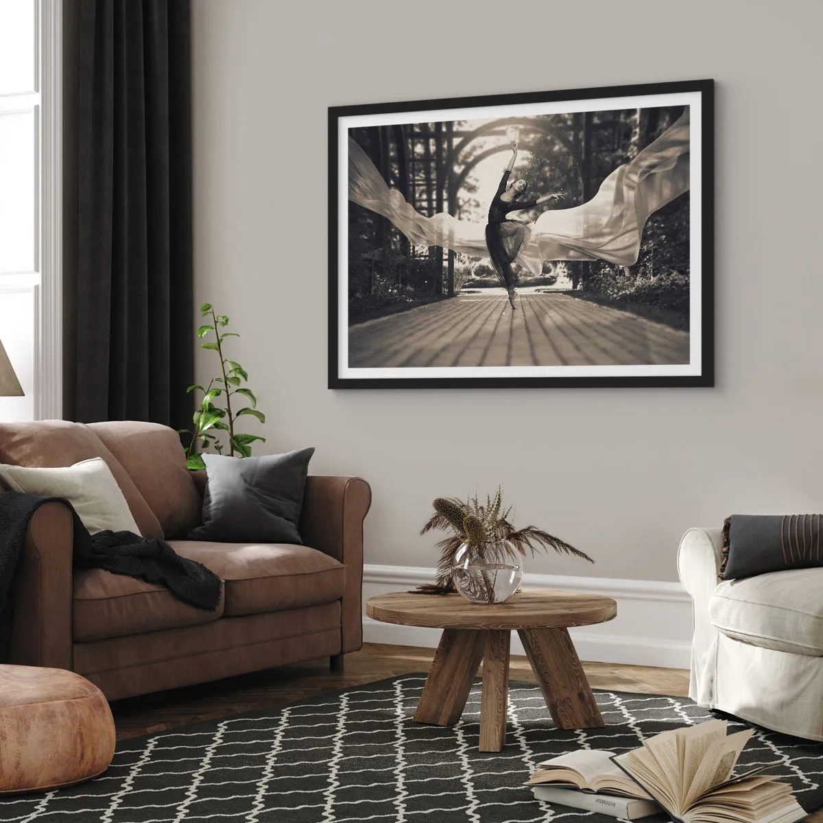 Plakat w czarnej ramie - Taniec ducha ogrodu - 40x30 cm