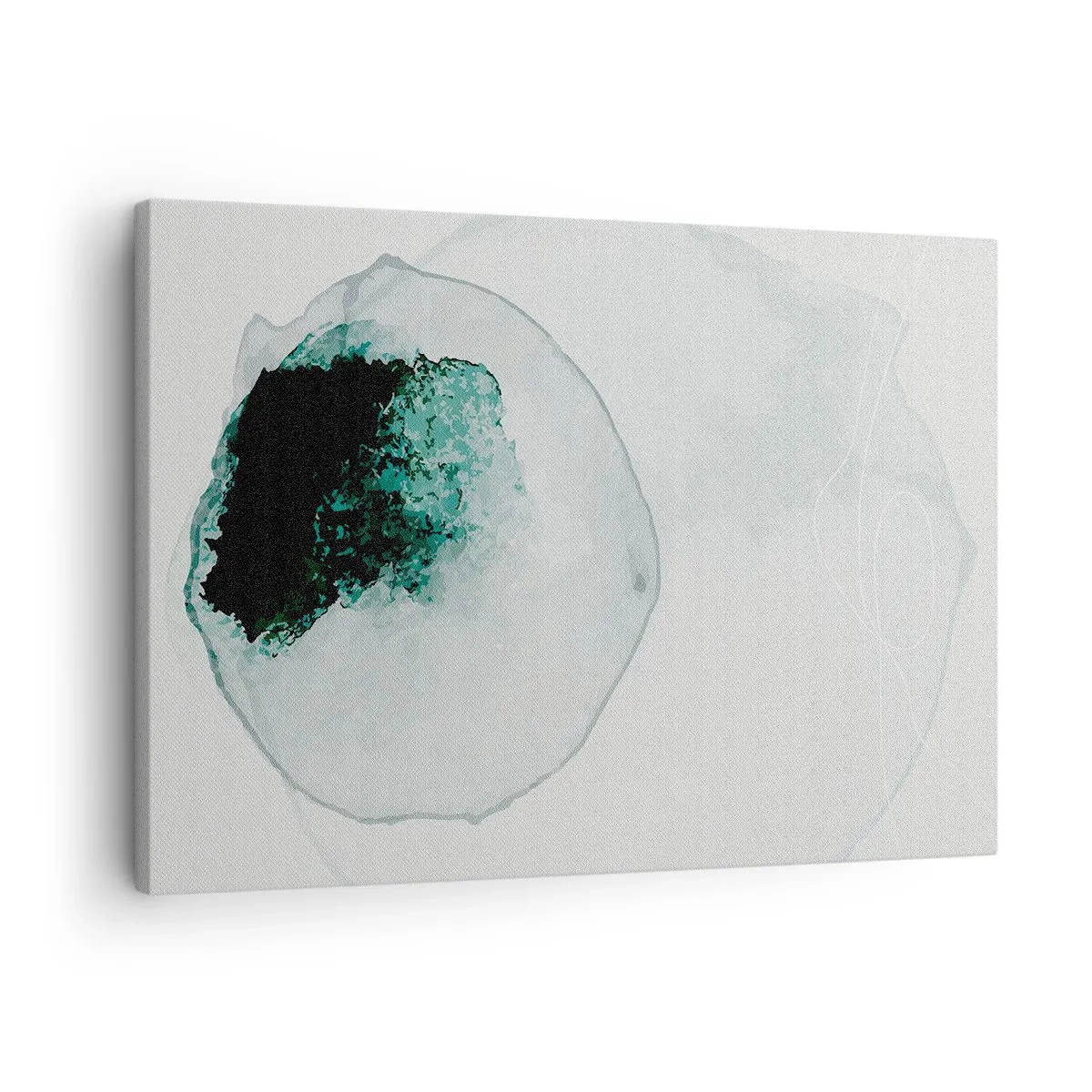 Obraz na płótnie - Abstrakcyjna kropla wody z odcieniem zieleni i czerni - 70x50cm - W kropli wody - Nowoczesna dekoracja ścienna do salonu i sypialni ARTTOR