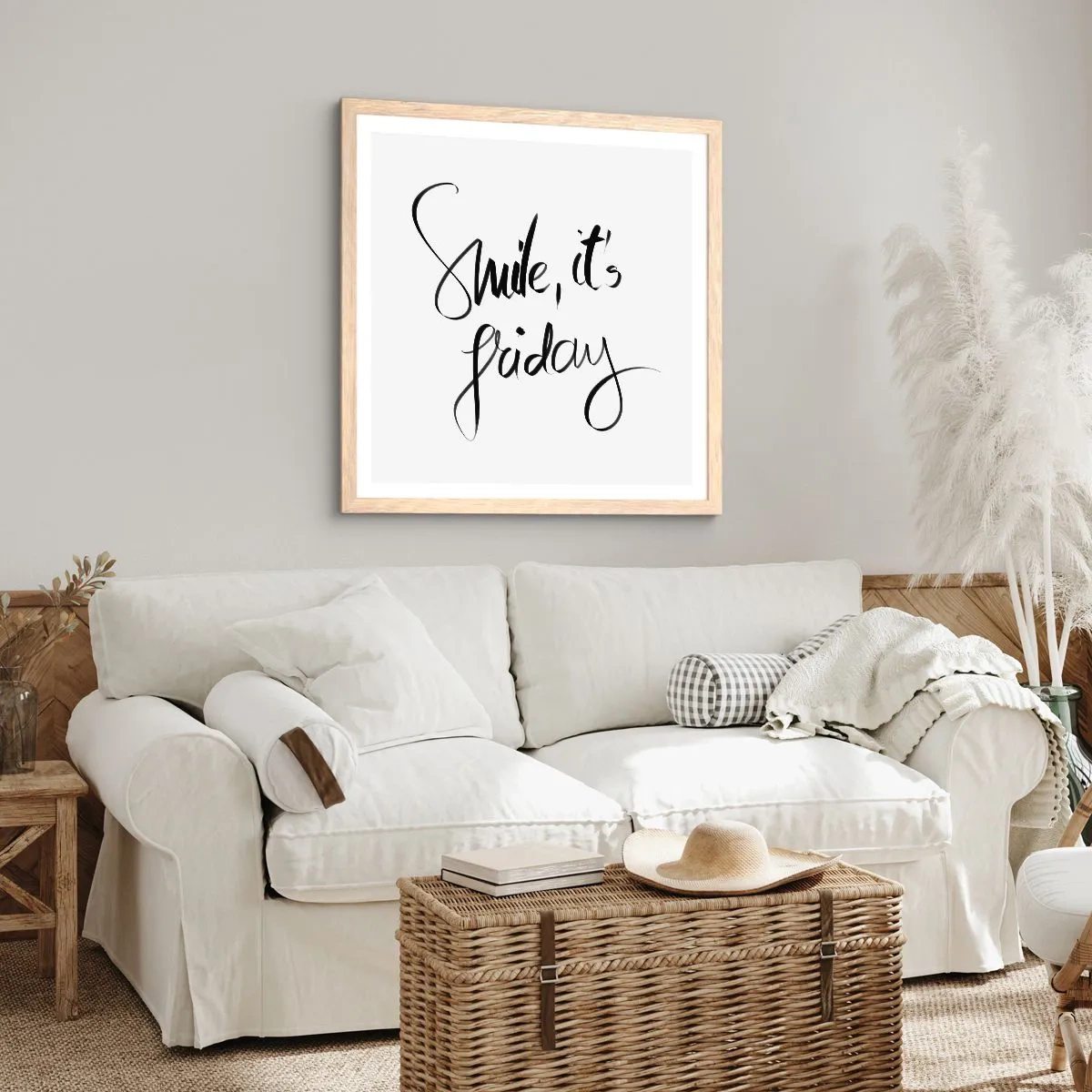 Plakat w ramie jasny dąb - Prawdziwa radość - 30x30 cm