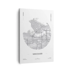 Obraz na płótnie - Mapa Vancouver w minimalistycznym, czarno-białym stylu - 70x100cm - Anatomia Vancouver - Nowoczesna dekoracja ścienna do salonu i sypialni ARTTOR