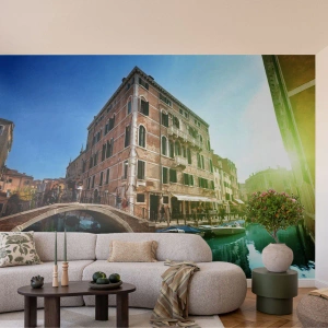 Fototapeta Premium Canvas - Most i kanał w Wenecji z historyczną architekturą - 100x70cm - Wenecja - Amore Mio - Nowoczesna dekoracja ścienna do salonu i sypialni ARTTOR