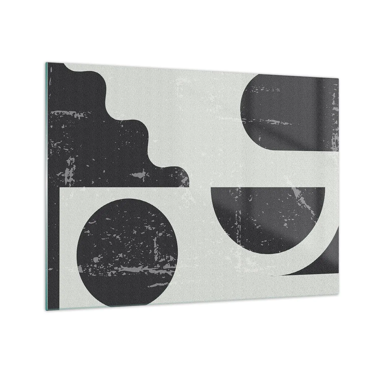 Obraz na szkle - Abstrakcyjna grafika geometryczna z przetarciami - 70x50cm - Kompozycja ponad i pod - Nowoczesna dekoracja ścienna do salonu i sypialni ARTTOR