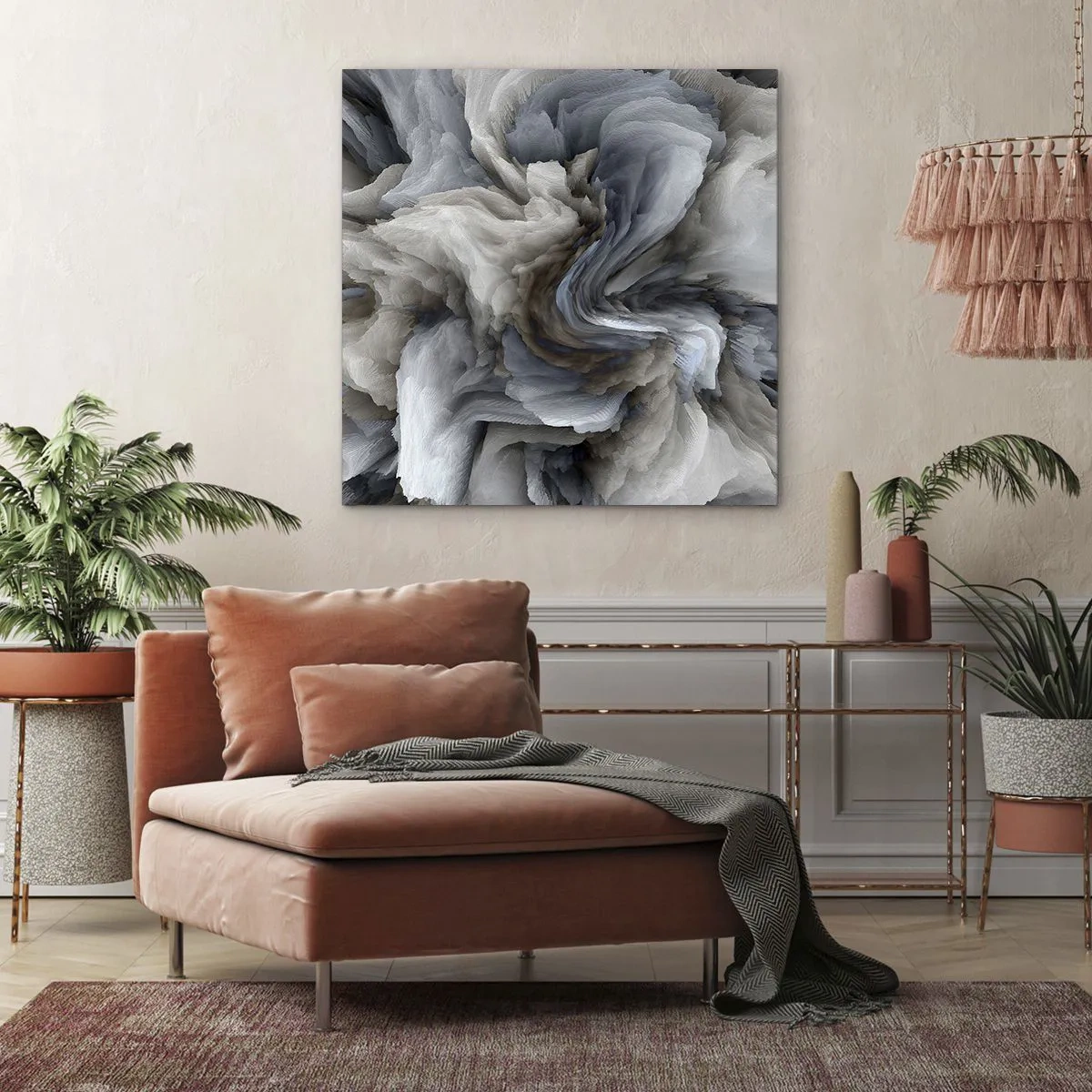 Obraz na płótnie - Kamień i kwiat - 60x60 cm