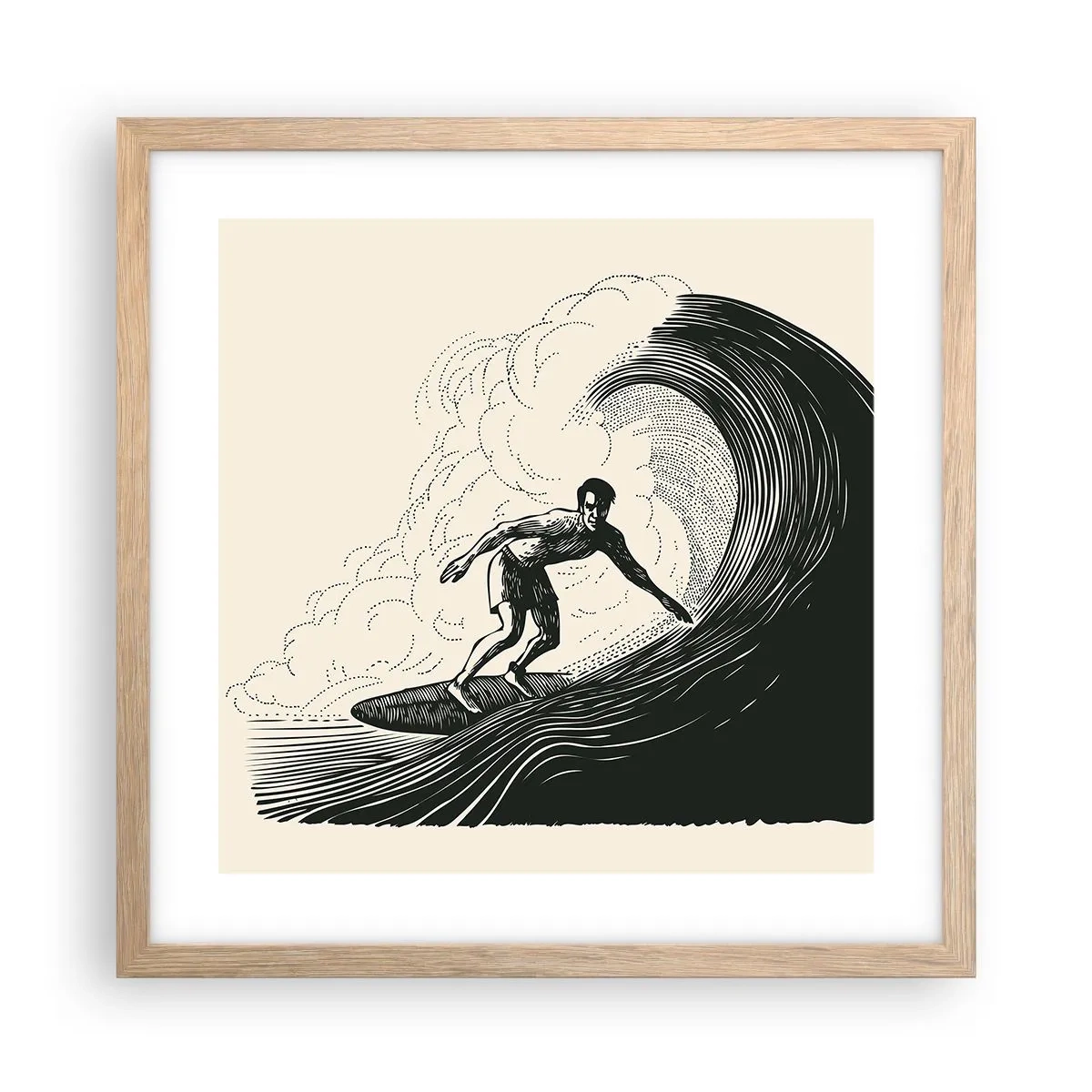 Plakat w ramie jasny dąb - Król fali - 40x40 cm