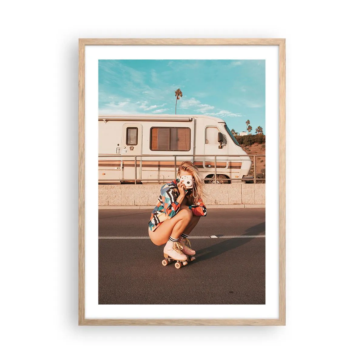 Plakat w ramie jasny dąb - Uśmiech, proszę! - 50x70 cm