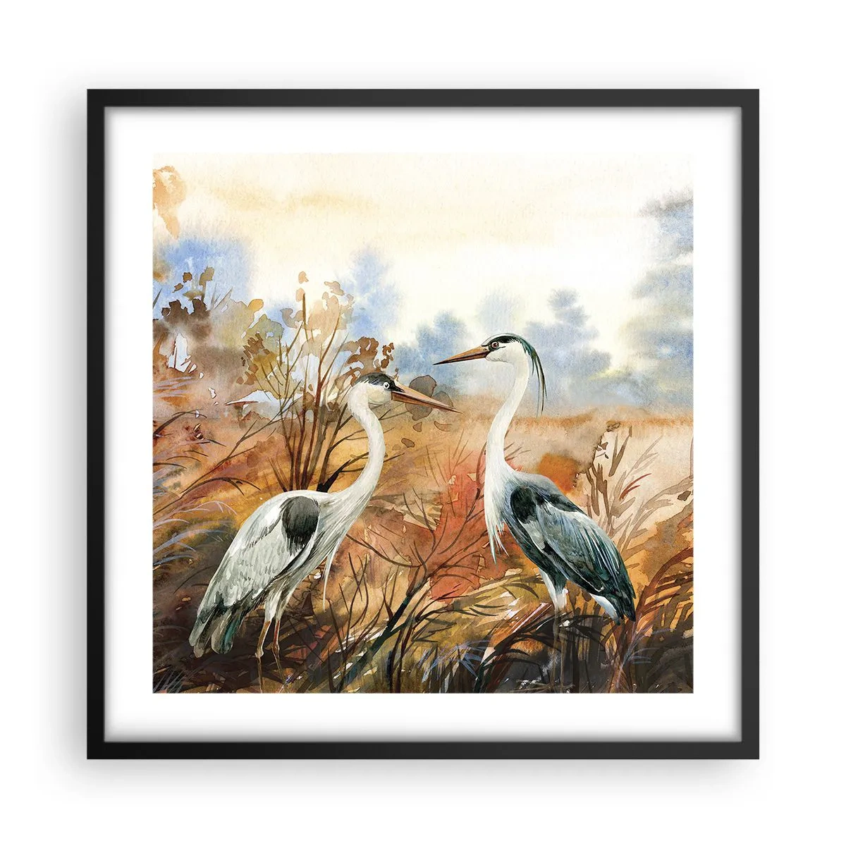 Plakat w czarnej ramie - Dokąd jesienią? - 50x50 cm