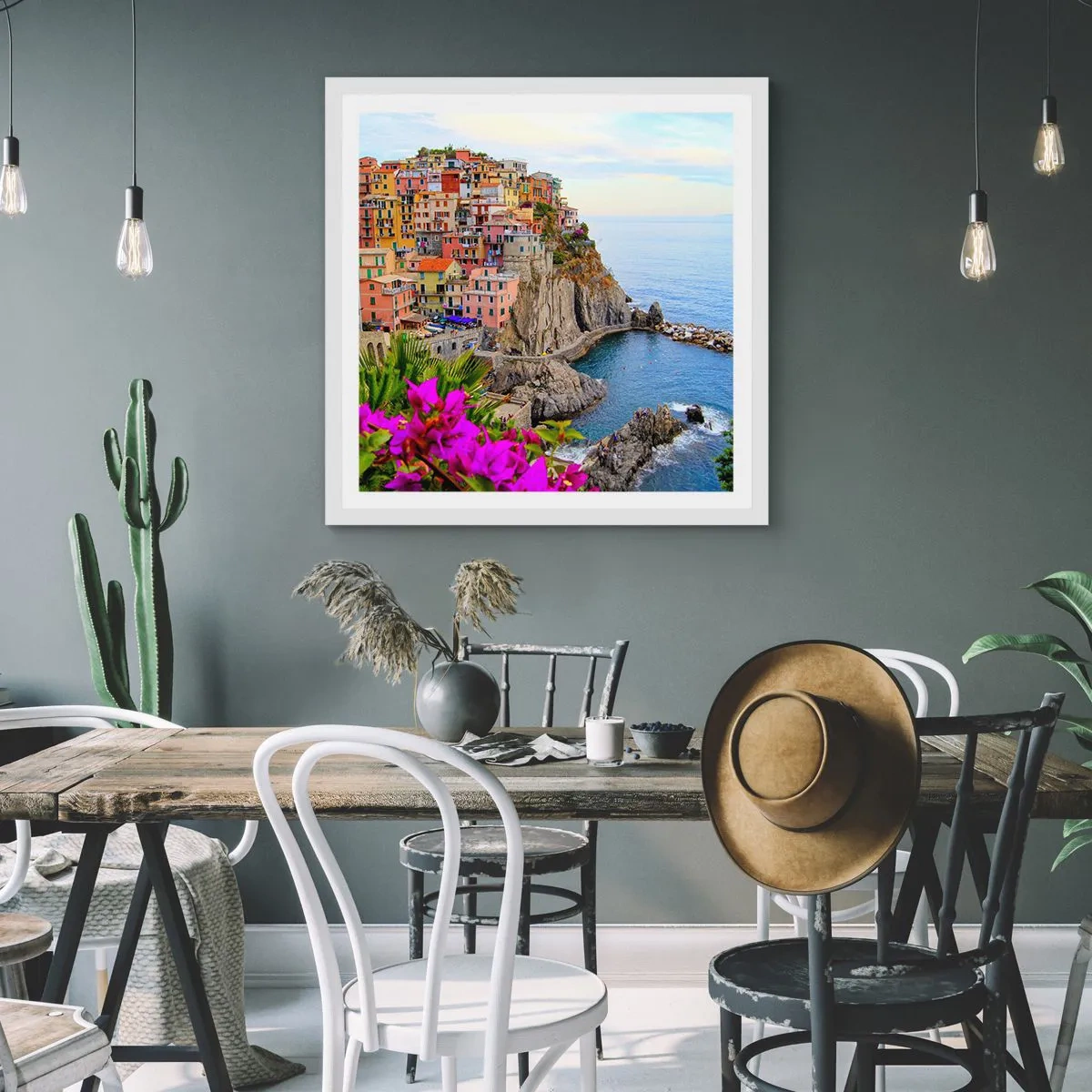 Plakat w białej ramie - Śmiejące się miasto - 30x30 cm