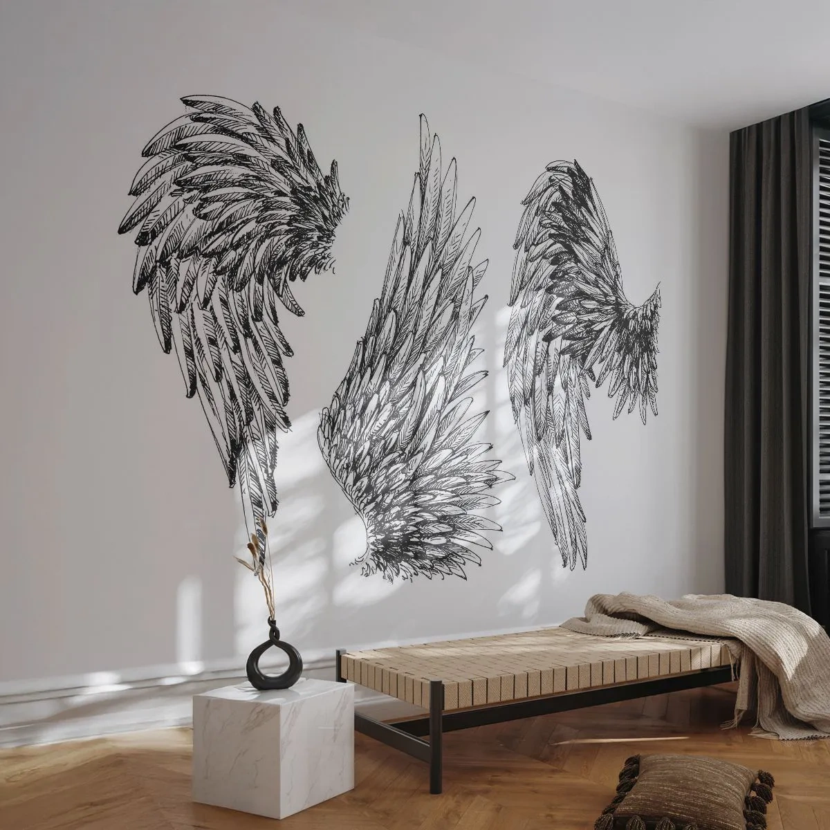 Fototapeta Premium Canvas - I ty możesz zostać aniołem - Ptasie Pióro, Skrzydła, Grafika - 250x175 cm