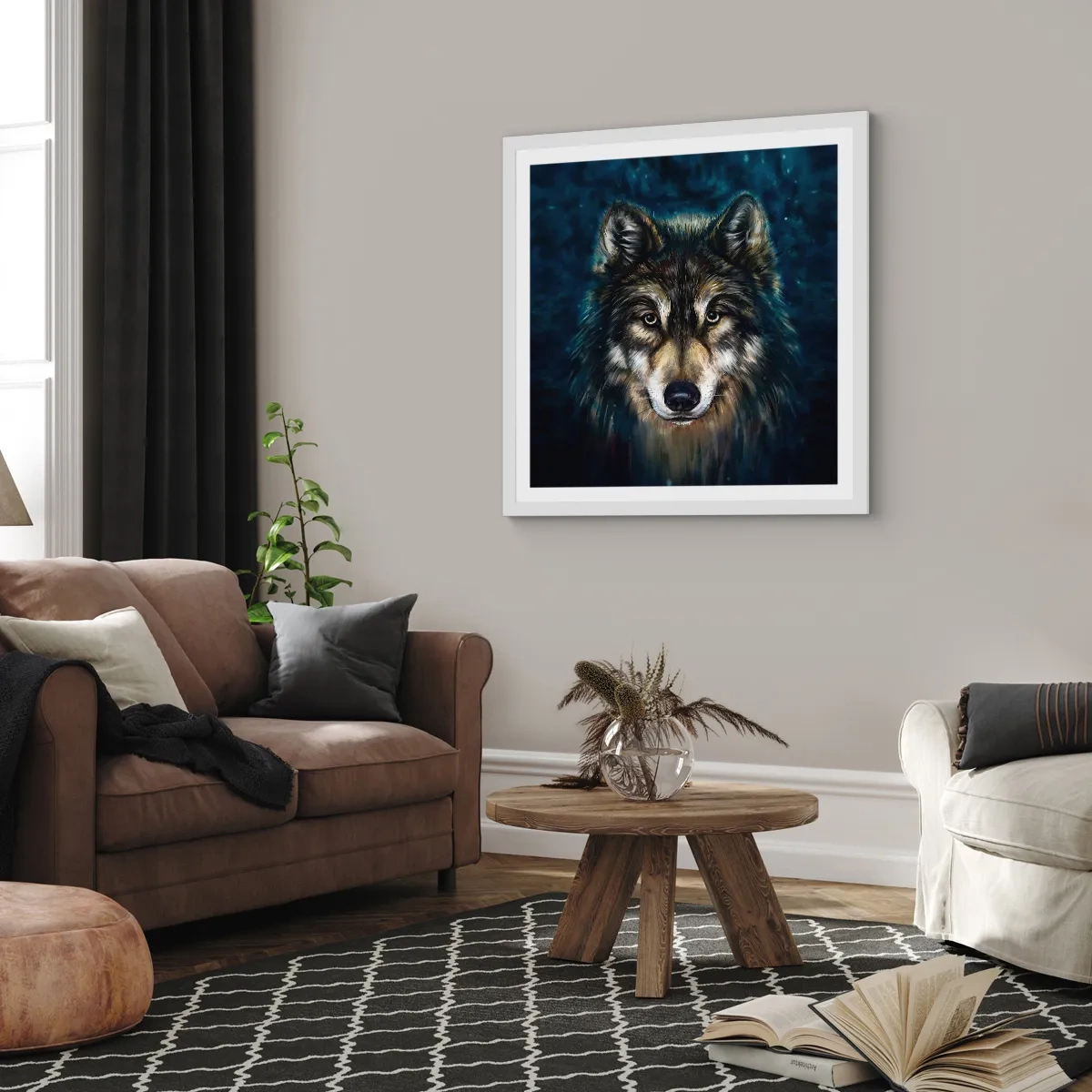 Plakat w białej ramie - Alfa? I omega - 50x50 cm