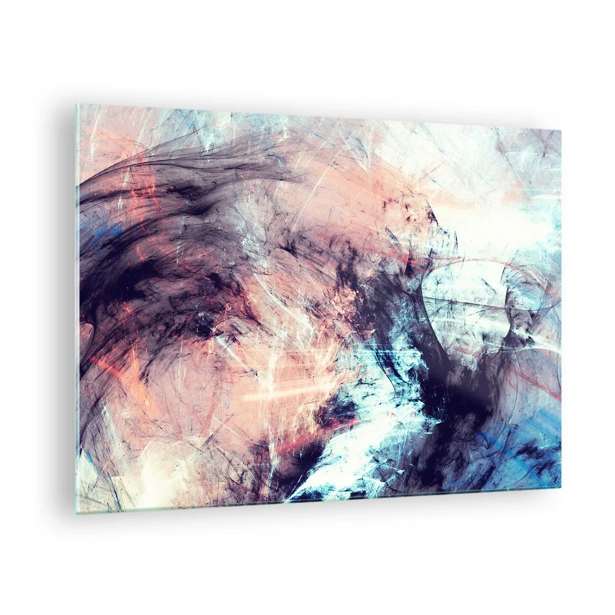 Obraz na szkle - Abstrakcyjna mieszanka barw w pastelowych i ciemnych tonach - 70x50cm - Poczuj wiatr - Nowoczesna dekoracja ścienna do salonu i sypialni ARTTOR