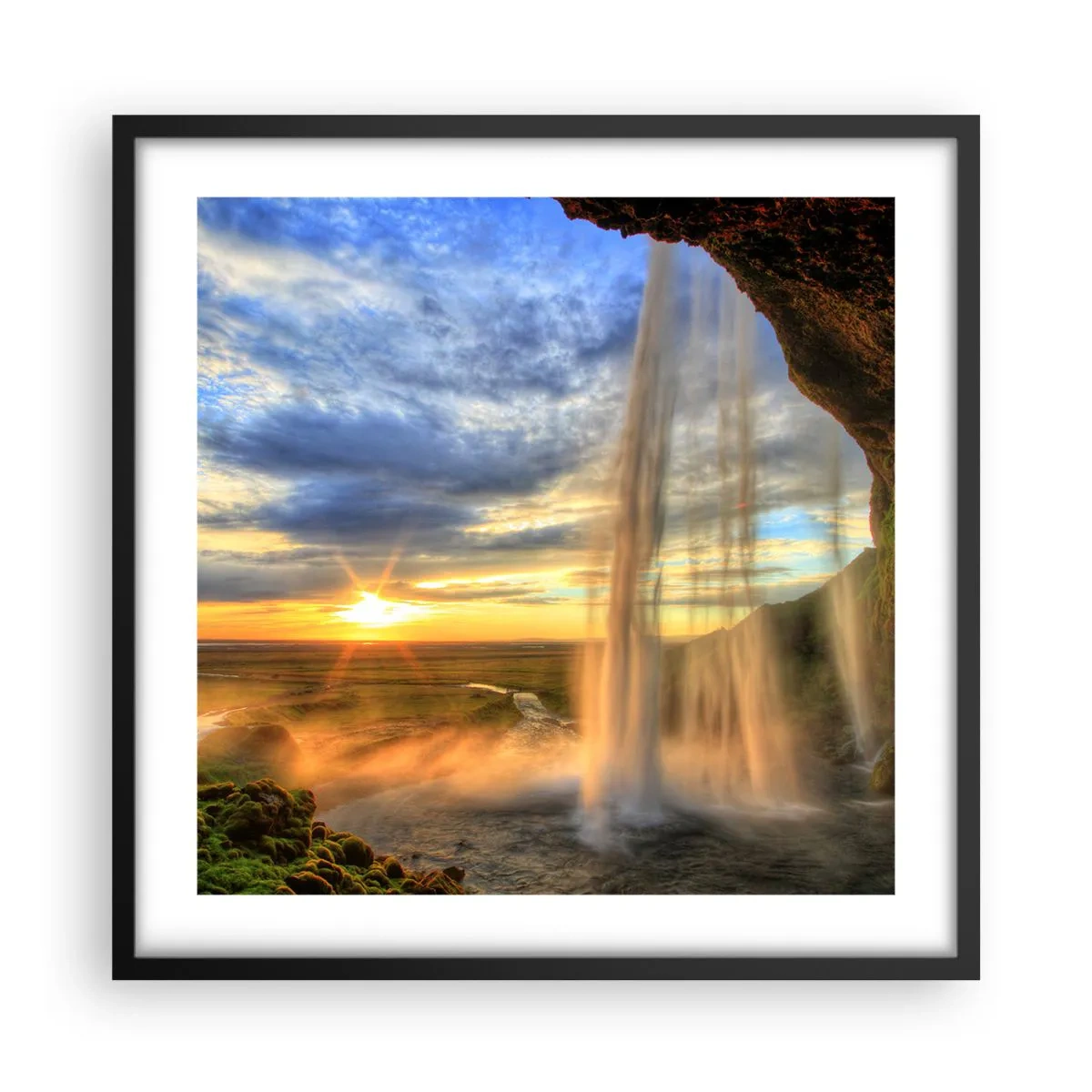 Plakat w czarnej ramie - Świat za zasłoną kropel - 50x50 cm