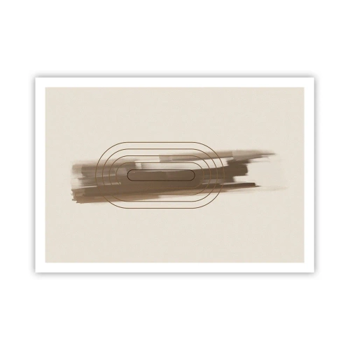 Plakat - Minimalistyczna kompozycja w odcieniach beżu i szarości z geometrycznym wzorem - 100x70cm - Powiew szarości - Nowoczesna dekoracja ścienna do salonu i sypialni ARTTOR