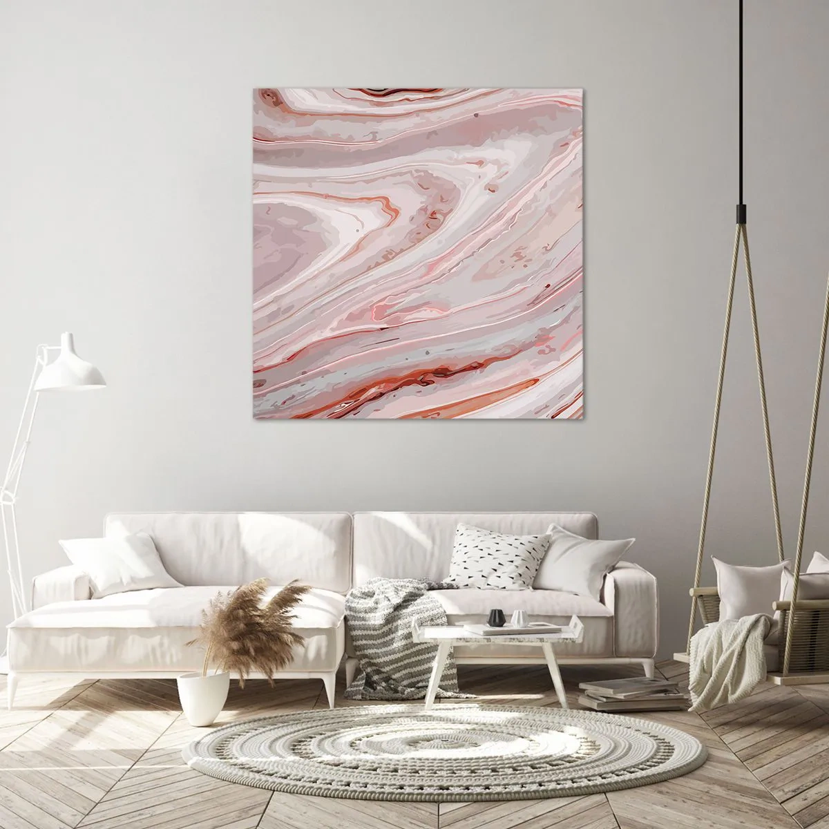 Obraz na płótnie - Różowy w płynie - 60x60 cm