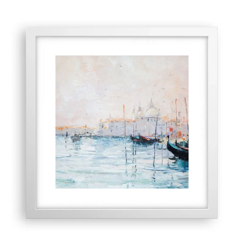 Plakat w białej ramie - Za wodą, za mgłą - 30x30 cm