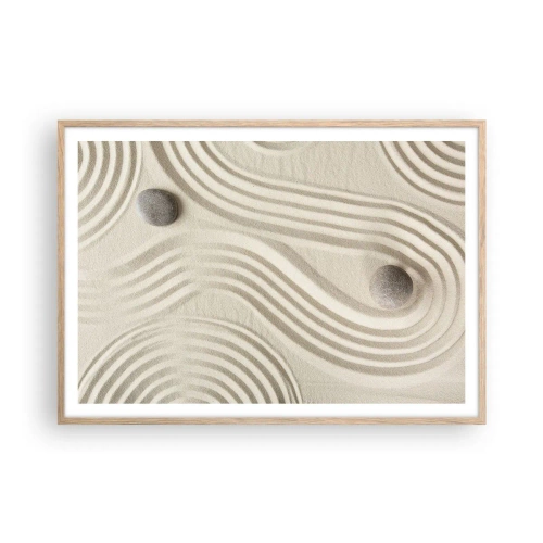 Plakat w ramie jasny dąb - Dotyk ciepła - 100x70 cm