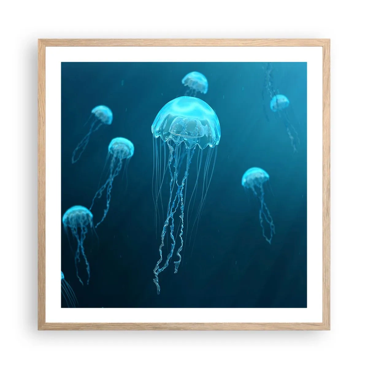 Plakat w ramie jasny dąb - Oceaniczny taniec - 60x60 cm