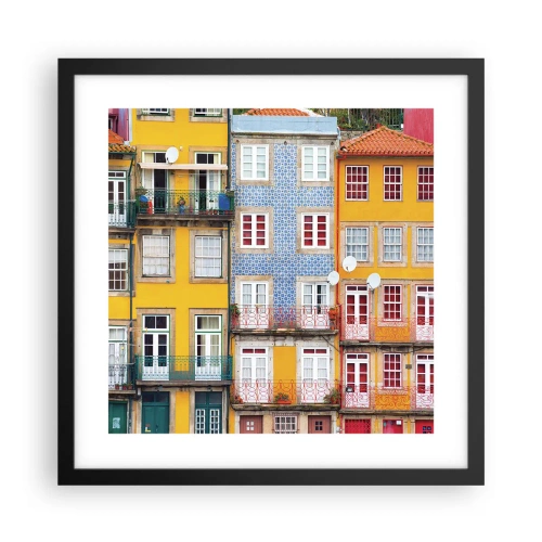 Plakat w czarnej ramie - Barwy starego miasta - 40x40 cm