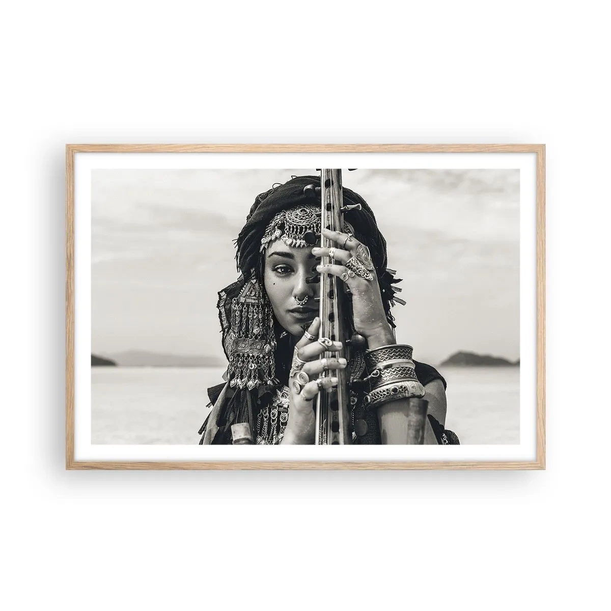 Plakat w ramie jasny dąb - Sama muzyka orientu - 91x61 cm