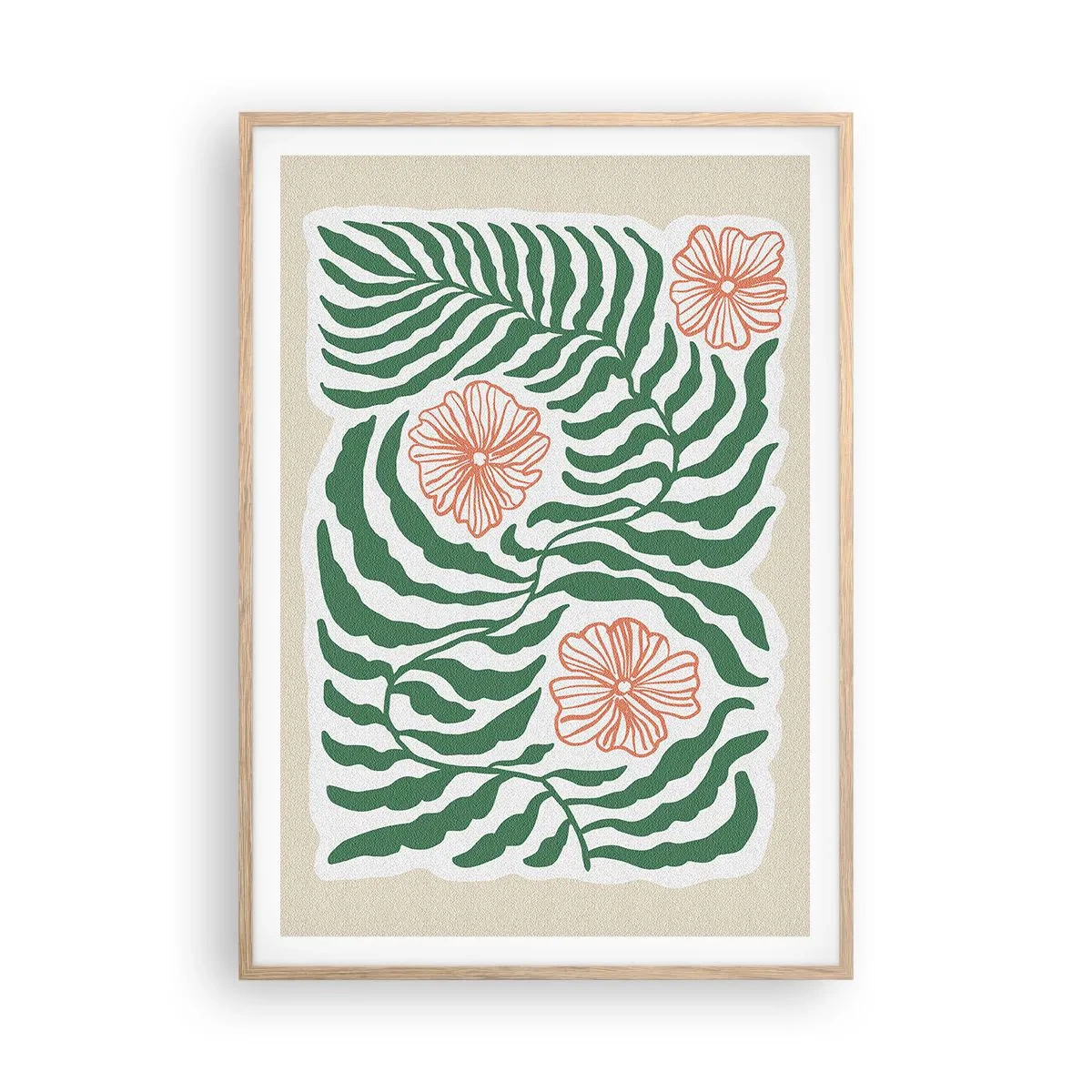 Plakat w ramie jasny dąb - Rozkwitłe w zieleni - 70x100 cm