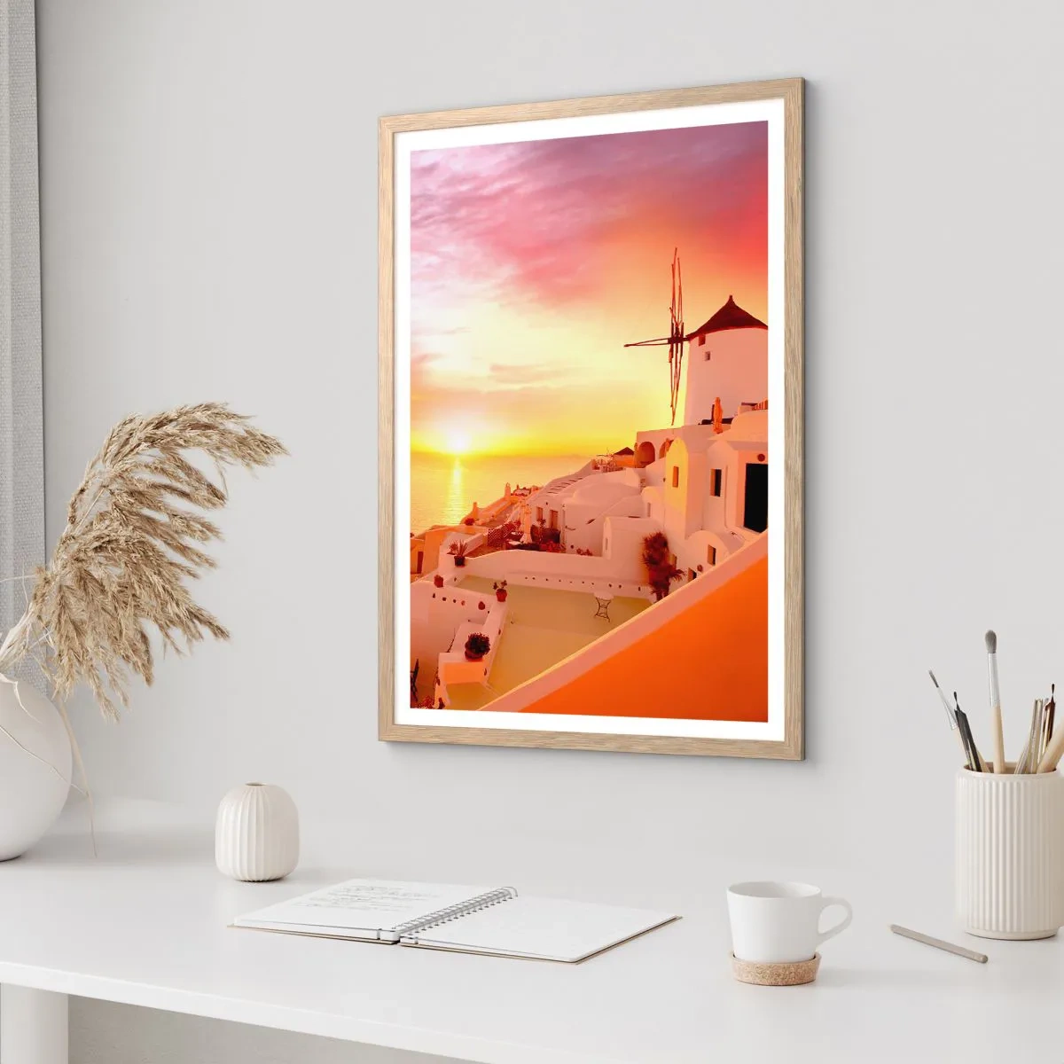 Plakat w ramie jasny dąb - Rozpłynąć się w bieli i złocie - 30x40 cm