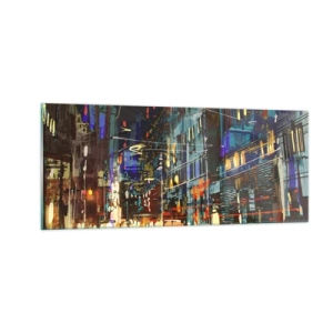 Obraz na szkle - Wieczorny gwar ulicy - 100x40 cm