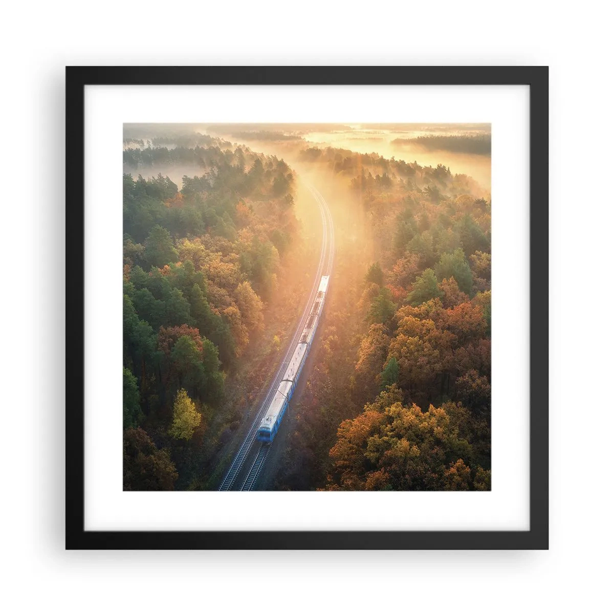 Plakat w czarnej ramie - Jesienna podróż - 40x40 cm