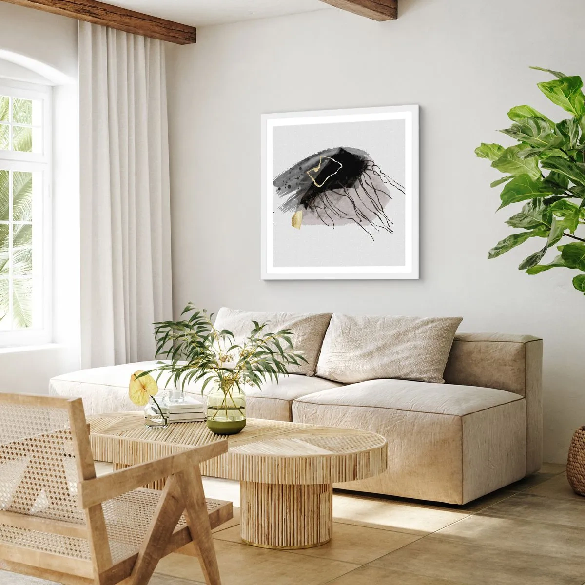 Plakat w białej ramie - W czerni i w złocie - 40x40 cm