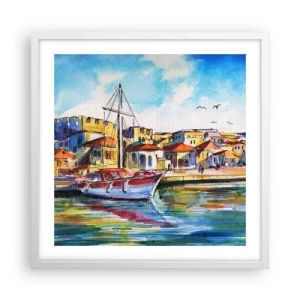 Plakat w białej ramie - Tęczowe popołudnie - 50x50 cm