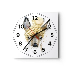 Zegar ścienny - Na zimę w śnieżnym lesie - 30x30 cm