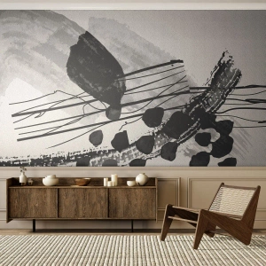 Fototapeta Standard Eco - Czarno-biała abstrakcja organiczna - Abstrakcja, Nowoczesny, Sztuka - 200x140 cm
